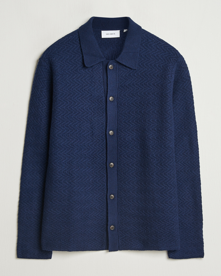 Homme | Pulls Et Tricots | LES DEUX | Finnegan Knit Shirt Cardigan Dark Navy