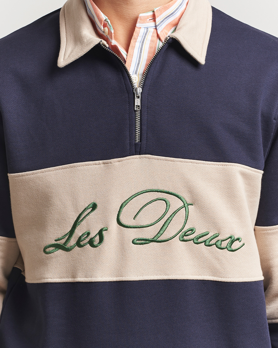 Homme | Pulls Et Tricots | LES DEUX | Cory Zipper Rugby Sweatshirt Dark Navy/Ivory