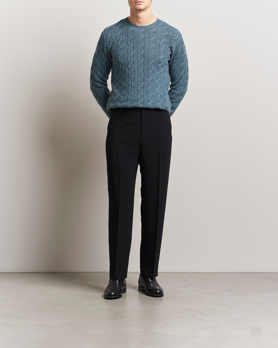Homme | Pulls Et Tricots | Ralph Lauren Purple Label | Cashmere Cable Sweater Blue Melange