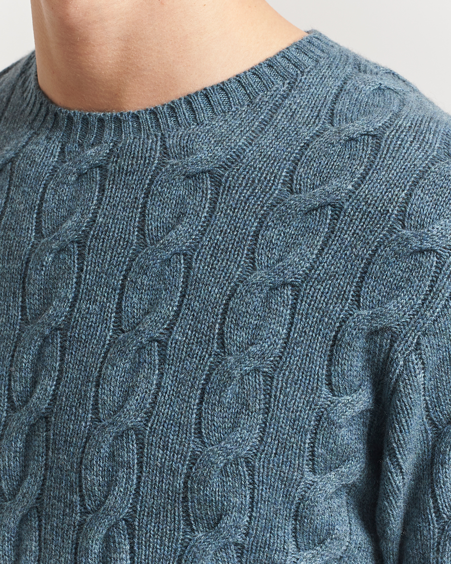 Homme | Pulls Et Tricots | Ralph Lauren Purple Label | Cashmere Cable Sweater Blue Melange