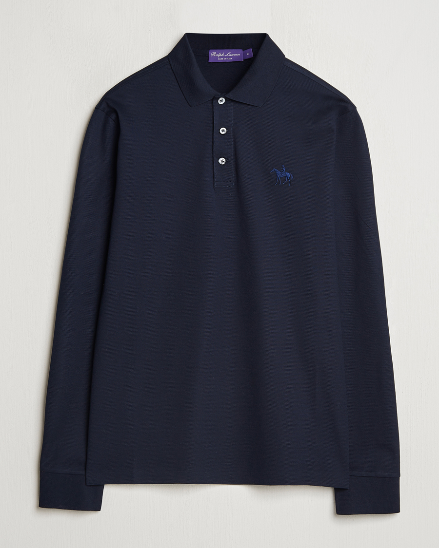 Homme | Pulls Et Tricots | Ralph Lauren Purple Label | Mercerized Cotton Long Sleeve Polo Chairman Navy