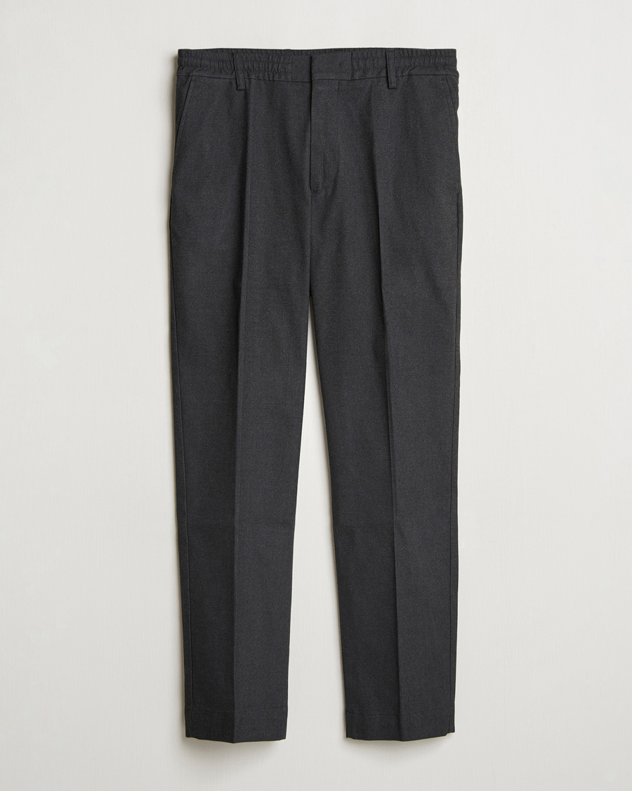 Homme | Pantalons | NN07 | Billie Brushed Drawstring Trousers Black Melange