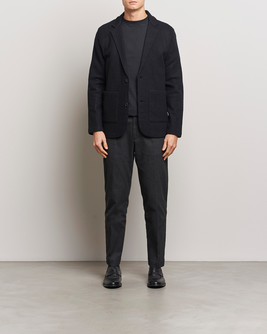 Homme | Pantalons | NN07 | Billie Brushed Drawstring Trousers Black Melange