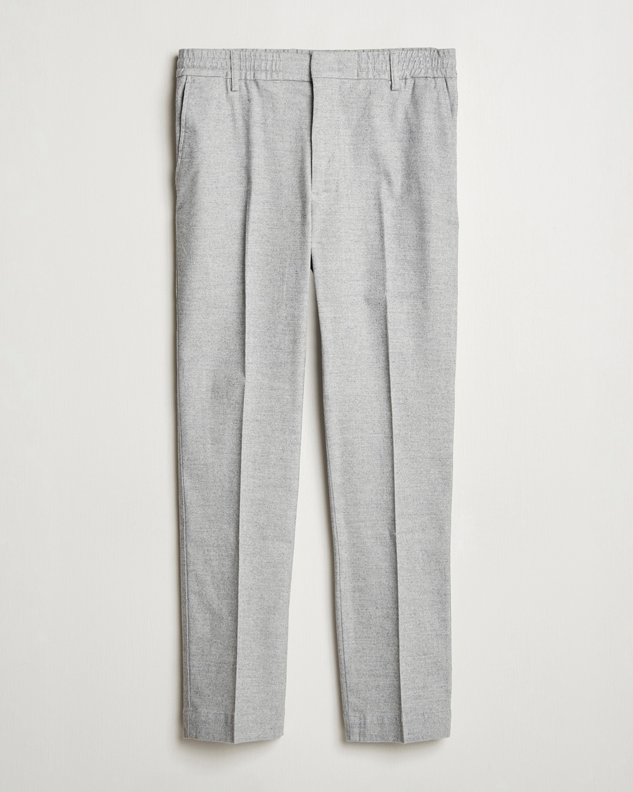 Homme | Pantalons | NN07 | Billie Brushed Drawstring Trousers Light Grey Melange