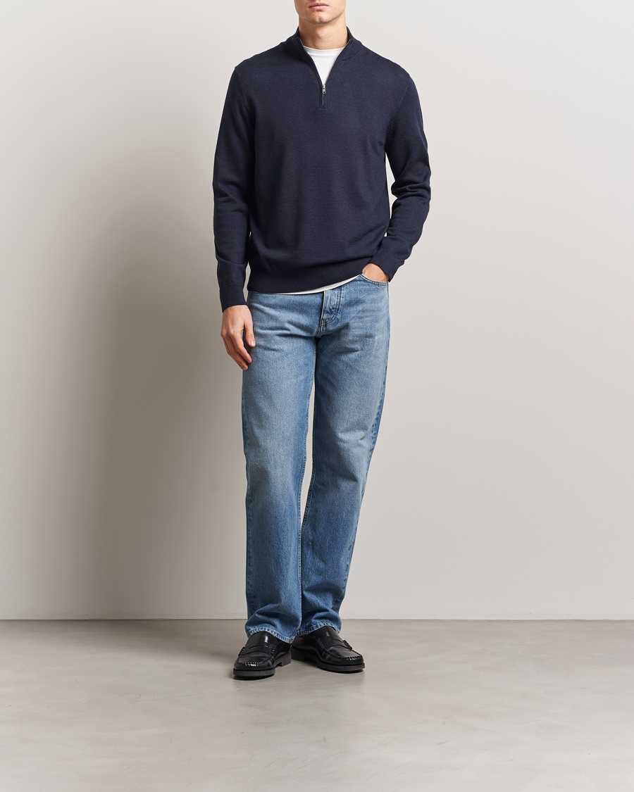 Homme | Pulls Et Tricots | NN07 | Sergio Merino Knitted Half Zip Navy Melange
