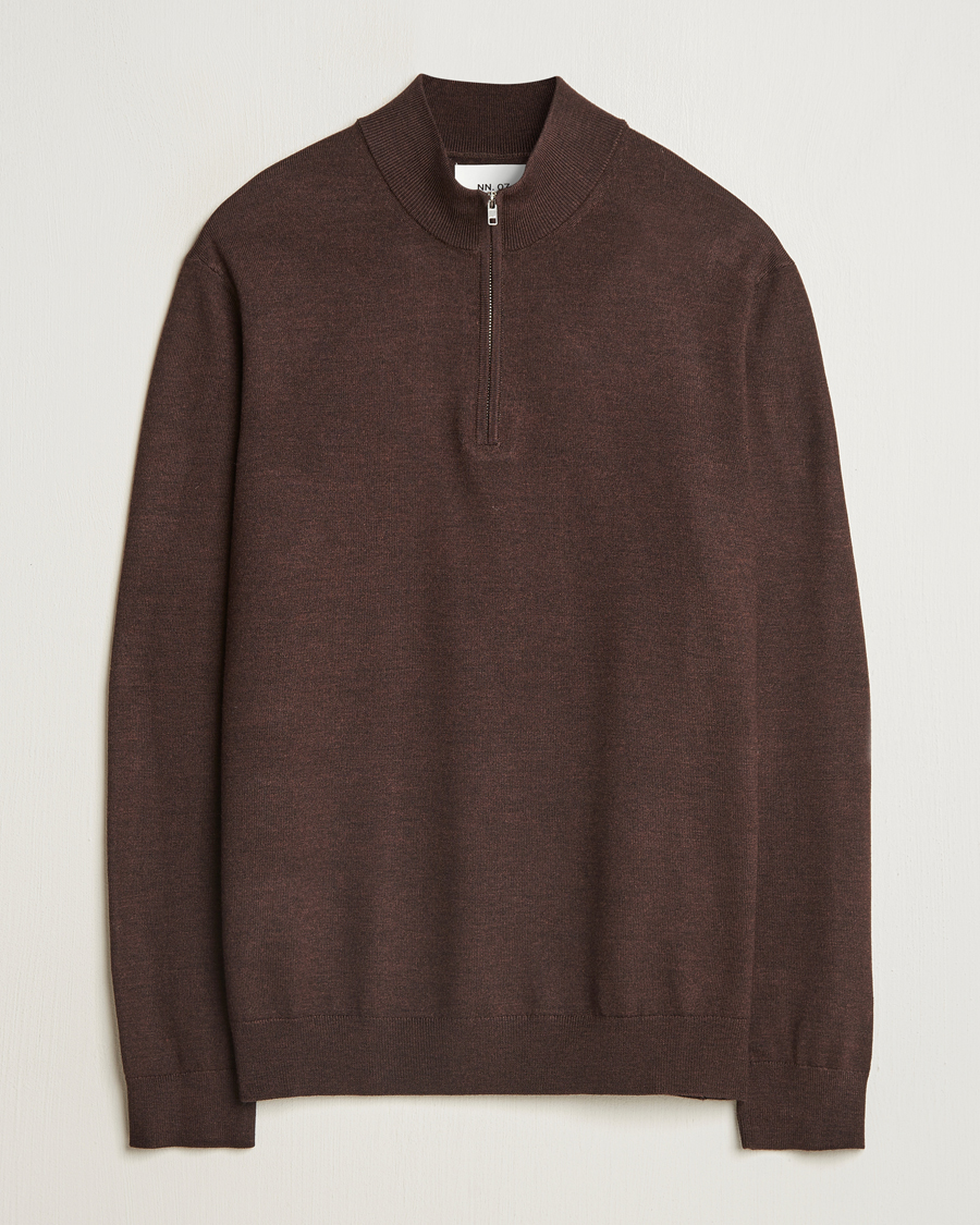 Homme | Pulls Et Tricots | NN07 | Sergio Merino Knitted Half Zip Brown Melange