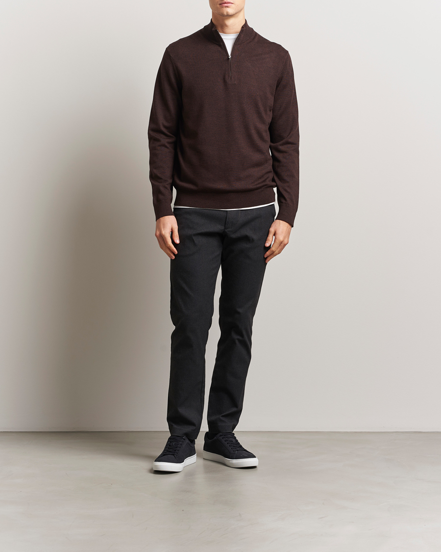 Homme | Pulls Et Tricots | NN07 | Sergio Merino Knitted Half Zip Brown Melange