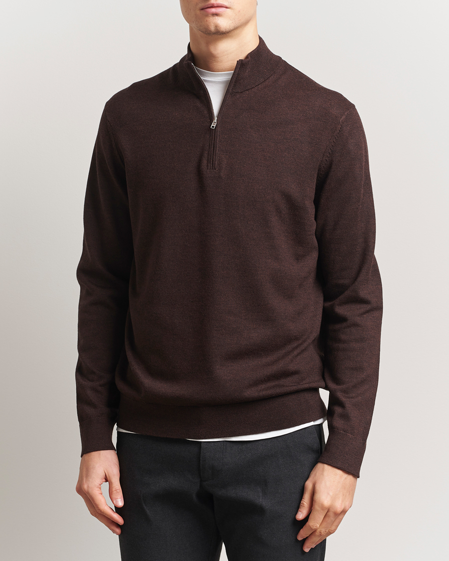 Homme | Pulls Et Tricots | NN07 | Sergio Merino Knitted Half Zip Brown Melange
