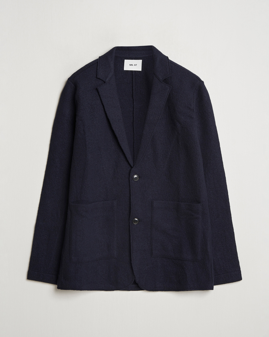 Homme | Blazers | NN07 | Boiled Wool Knitted Blazer Navy Blue