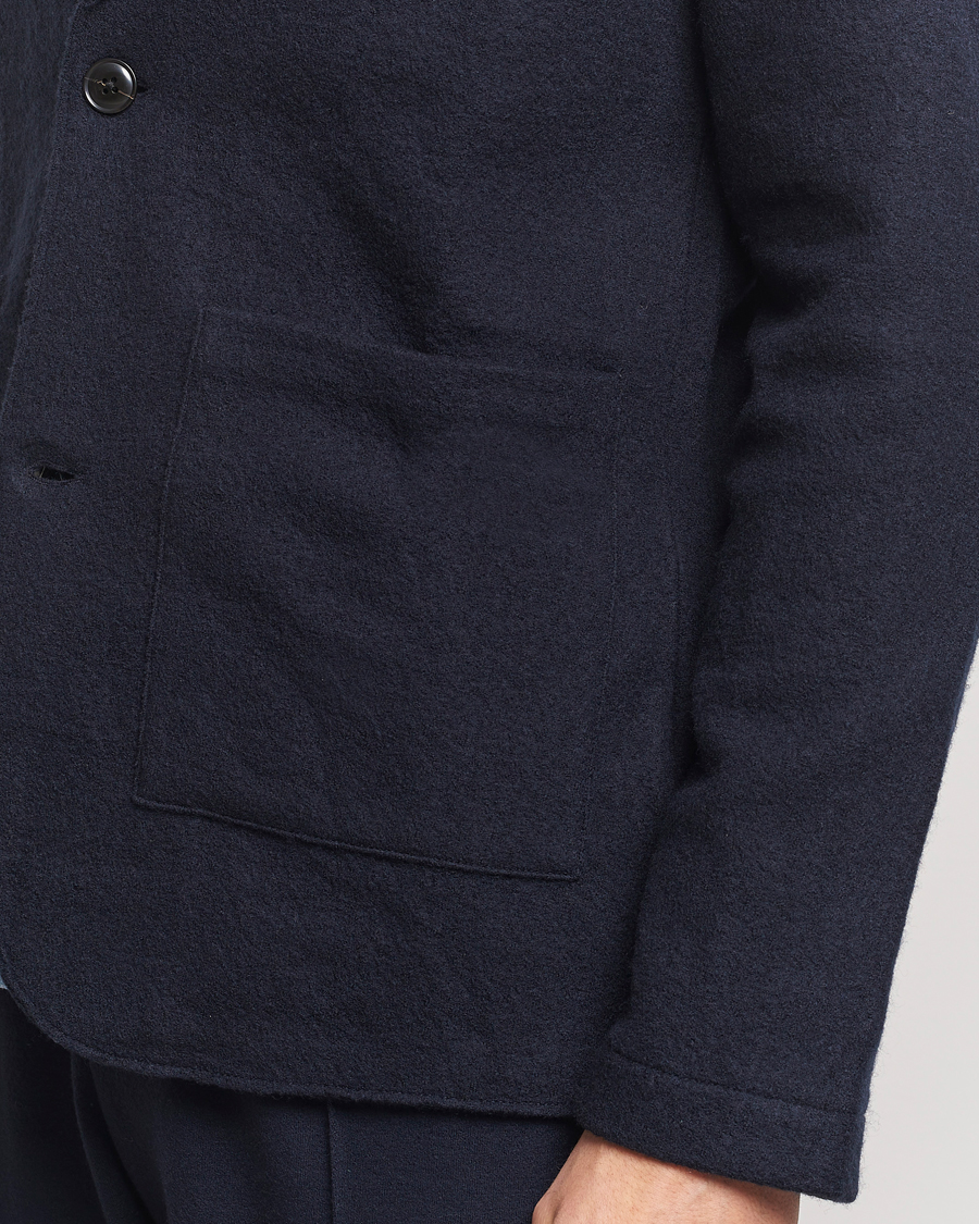 Homme | Blazers | NN07 | Boiled Wool Knitted Blazer Navy Blue