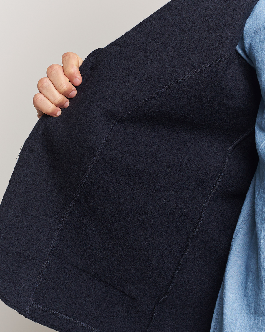 Homme | Blazers | NN07 | Boiled Wool Knitted Blazer Navy Blue