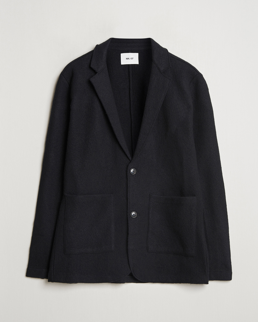 Homme | Blazers | NN07 | Boiled Wool Knitted Blazer Black