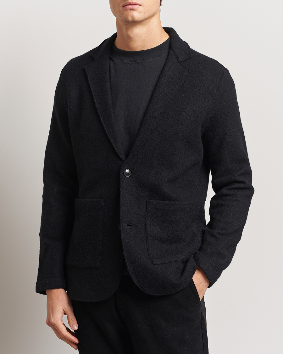 Homme | Blazers | NN07 | Boiled Wool Knitted Blazer Black