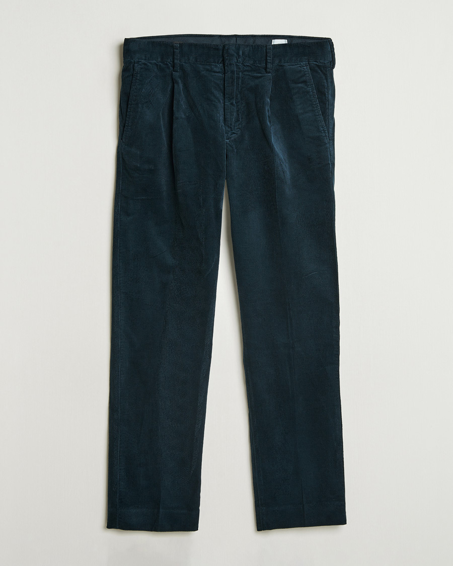 Homme | Pantalons | NN07 | Bill Pleated Corduroy Pants Navy Blue