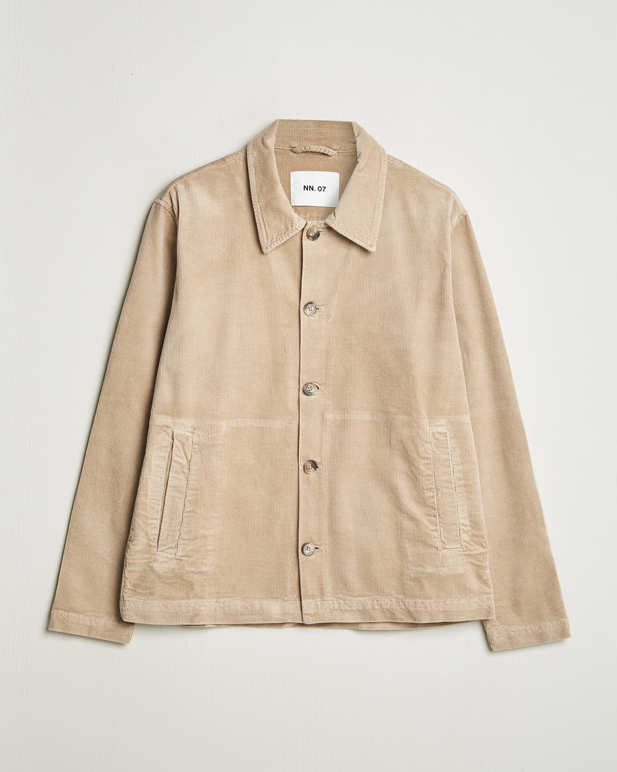 Homme | Chemises | NN07 | Zander Corduroy Overshirt White Peppar