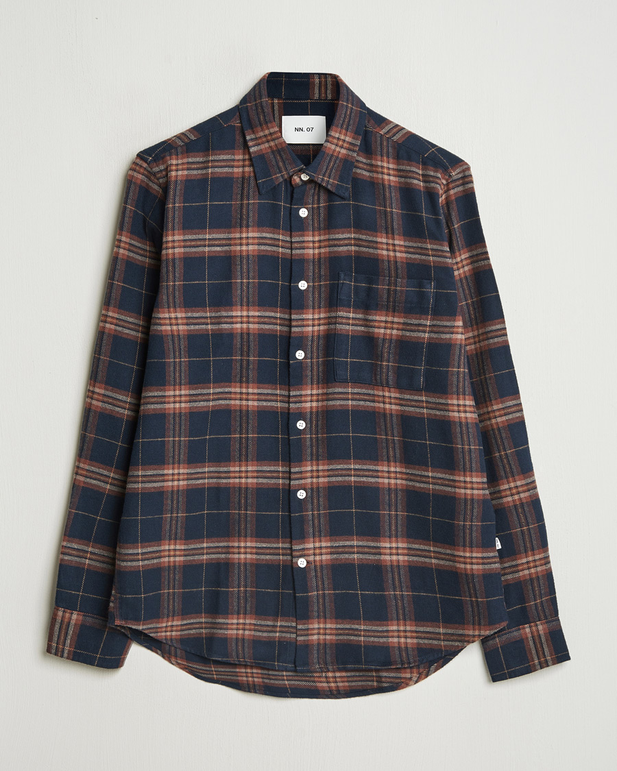 Homme | Chemises | NN07 | Arne Brushed Cotton Checked Shirt Navy/Red