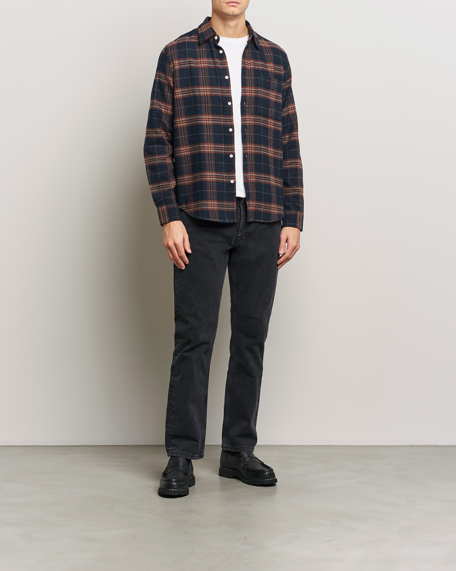 Homme | Chemises | NN07 | Arne Brushed Cotton Checked Shirt Navy/Red