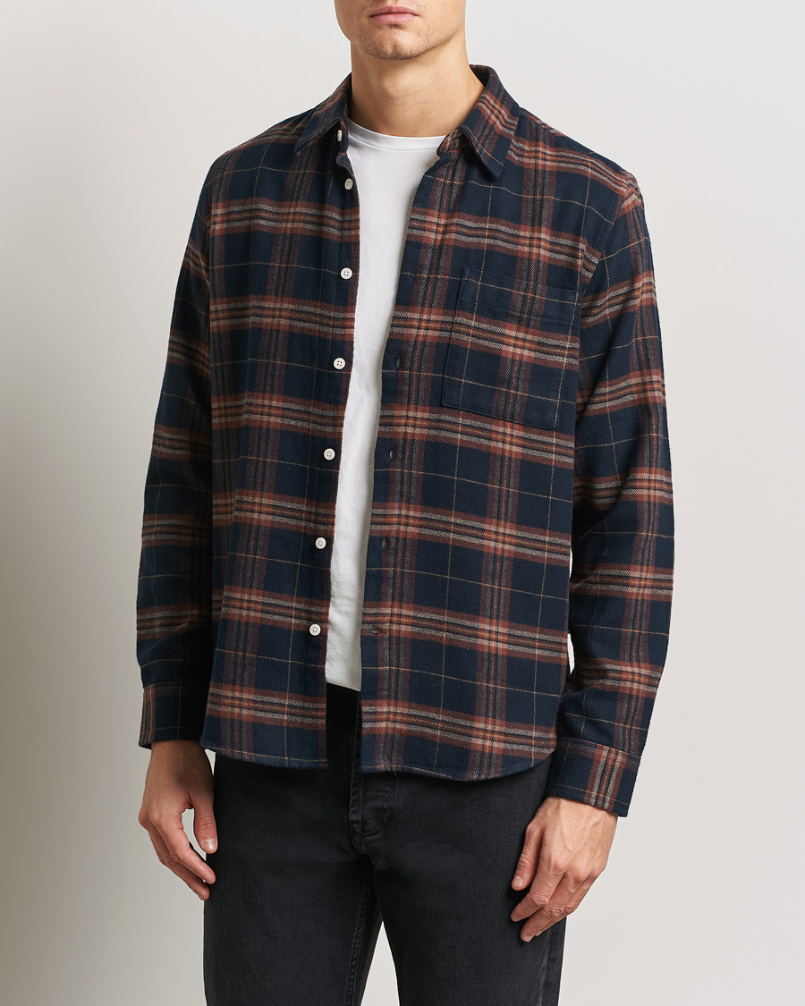 Homme | Chemises | NN07 | Arne Brushed Cotton Checked Shirt Navy/Red
