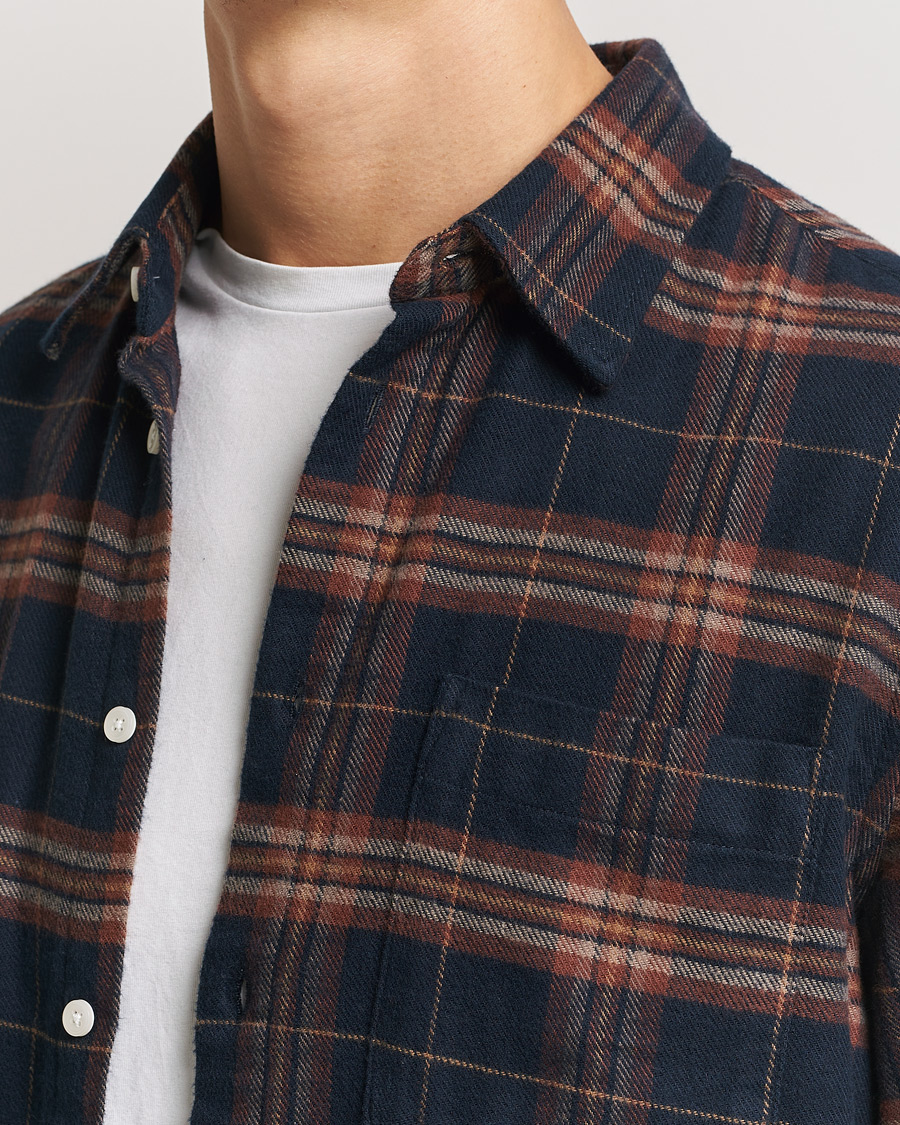 Homme | Chemises | NN07 | Arne Brushed Cotton Checked Shirt Navy/Red