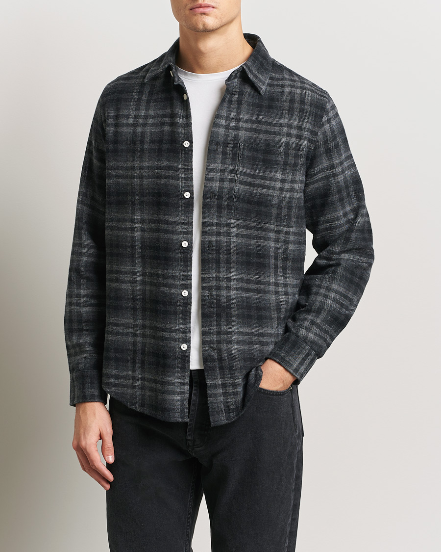 Homme | Chemises | NN07 | Arne Brushed Cotton Checked Shirt Grey/Black