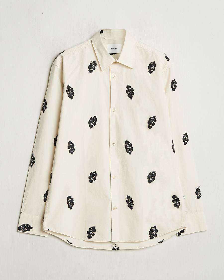 Homme | Chemises | NN07 | Freddy Printed Cotton Shirt Ivory