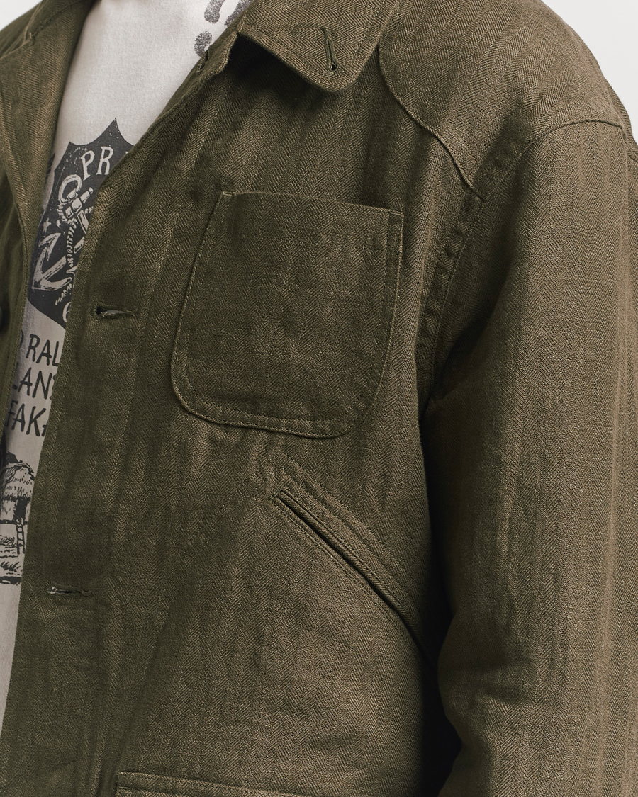 Homme | Manteaux Et Vestes | Polo Ralph Lauren | Linen Herringbone Field Jacket Ranger Green