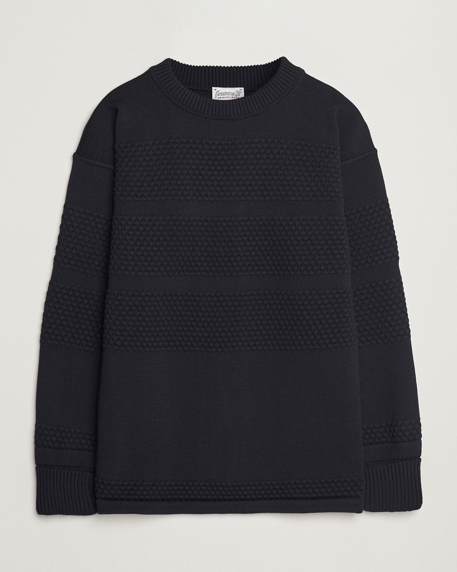 Homme | Pulls Et Tricots | S.N.S. Herning | Fisherman Wool Crew Neck Sweater Navy Blue