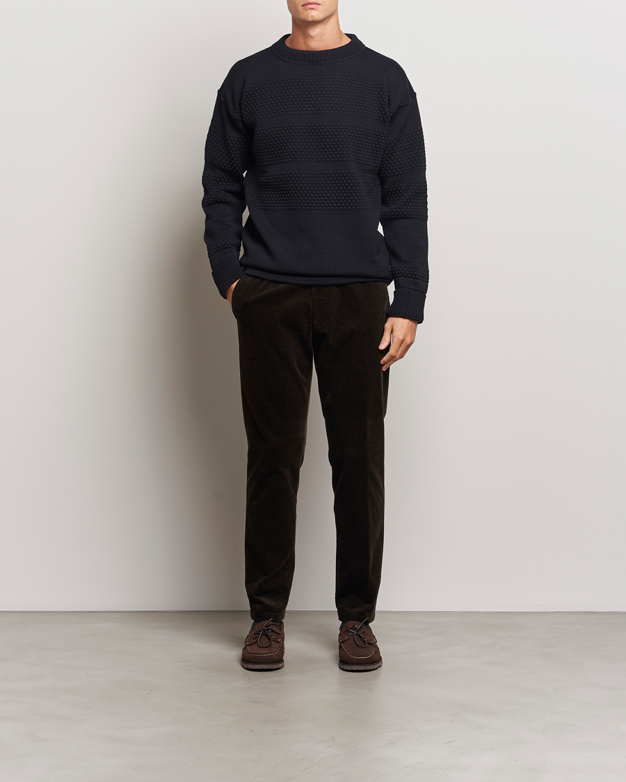 Homme | Pulls Et Tricots | S.N.S. Herning | Fisherman Wool Crew Neck Sweater Navy Blue