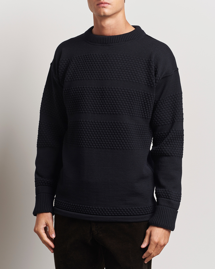 Homme | Pulls Et Tricots | S.N.S. Herning | Fisherman Wool Crew Neck Sweater Navy Blue