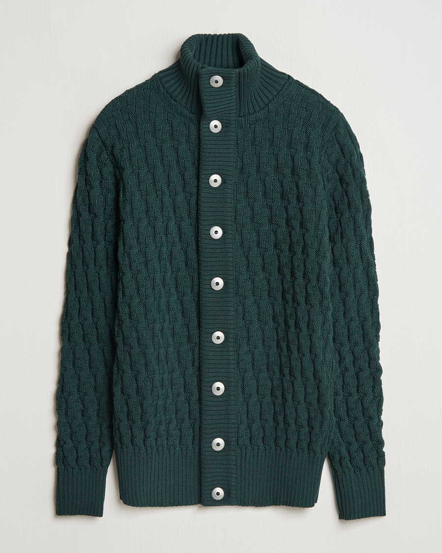 Homme | Pulls Et Tricots | S.N.S. Herning | Stark Wool Cable Knit Cardigan Thunder Green