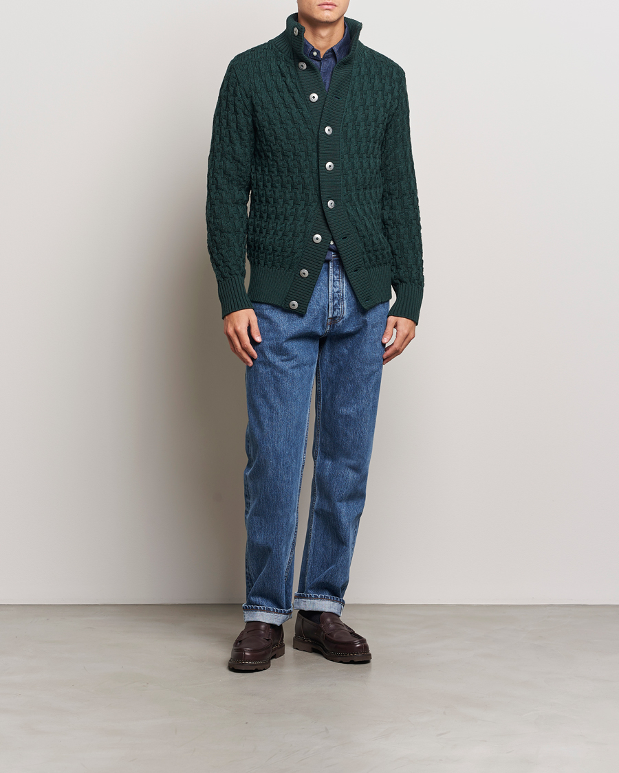 Homme | Pulls Et Tricots | S.N.S. Herning | Stark Wool Cable Knit Cardigan Thunder Green