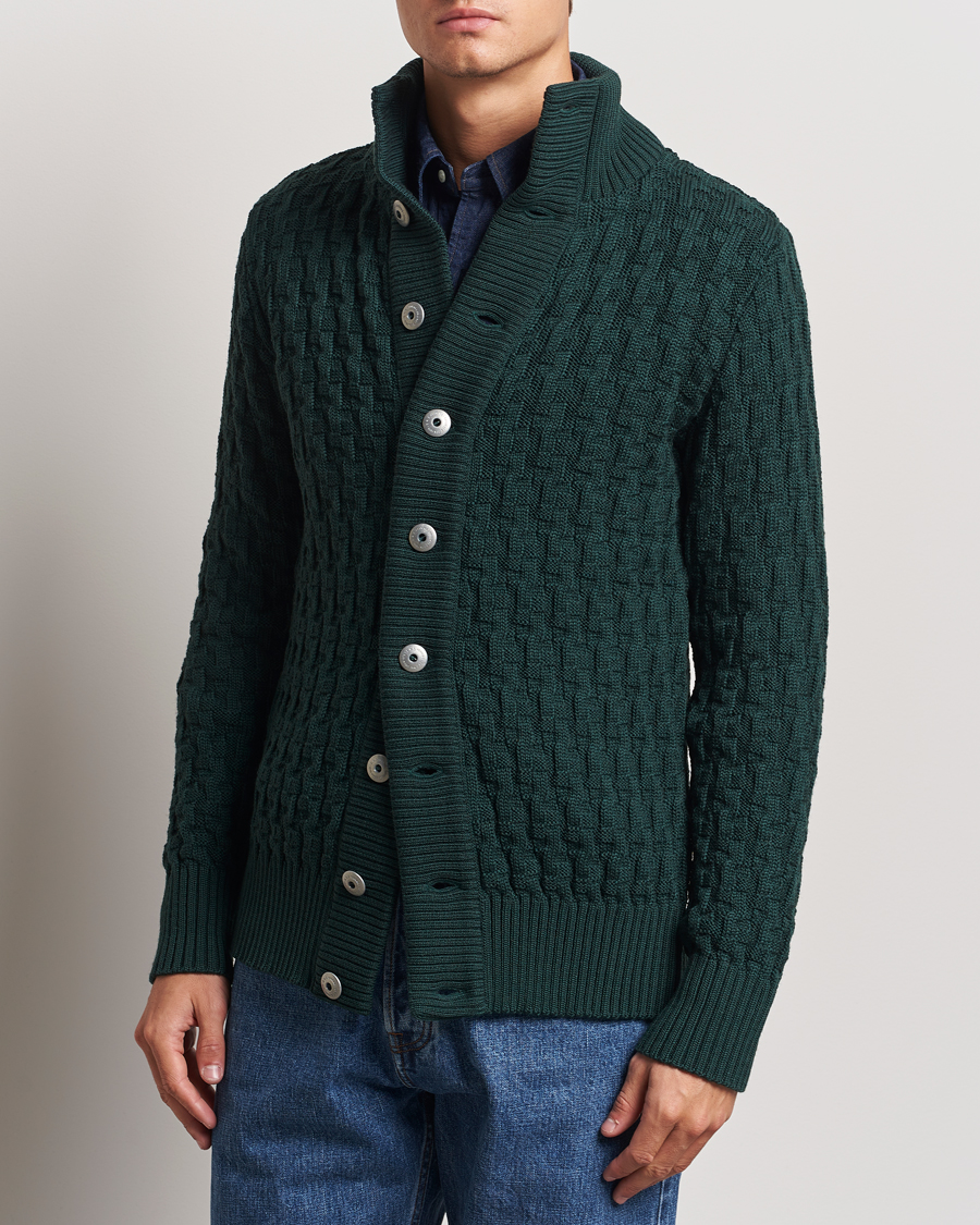 Homme | Pulls Et Tricots | S.N.S. Herning | Stark Wool Cable Knit Cardigan Thunder Green