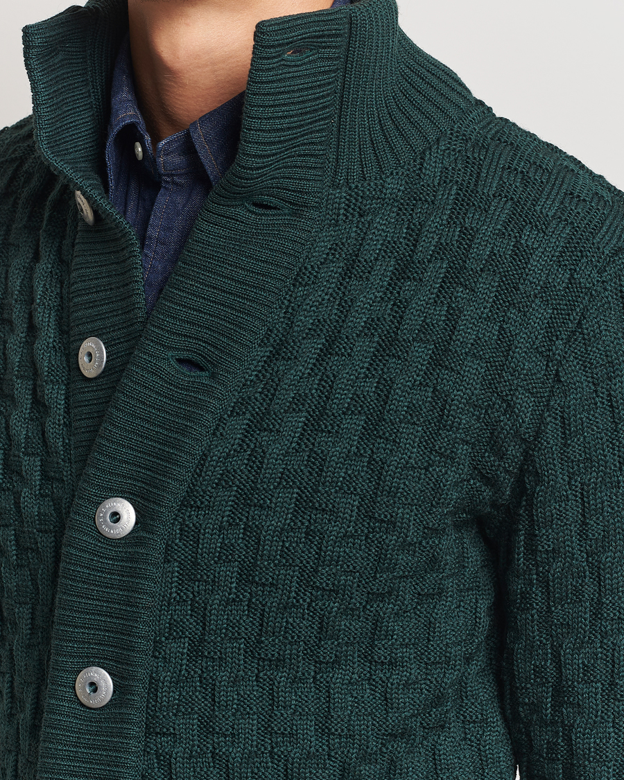 Homme | Pulls Et Tricots | S.N.S. Herning | Stark Wool Cable Knit Cardigan Thunder Green