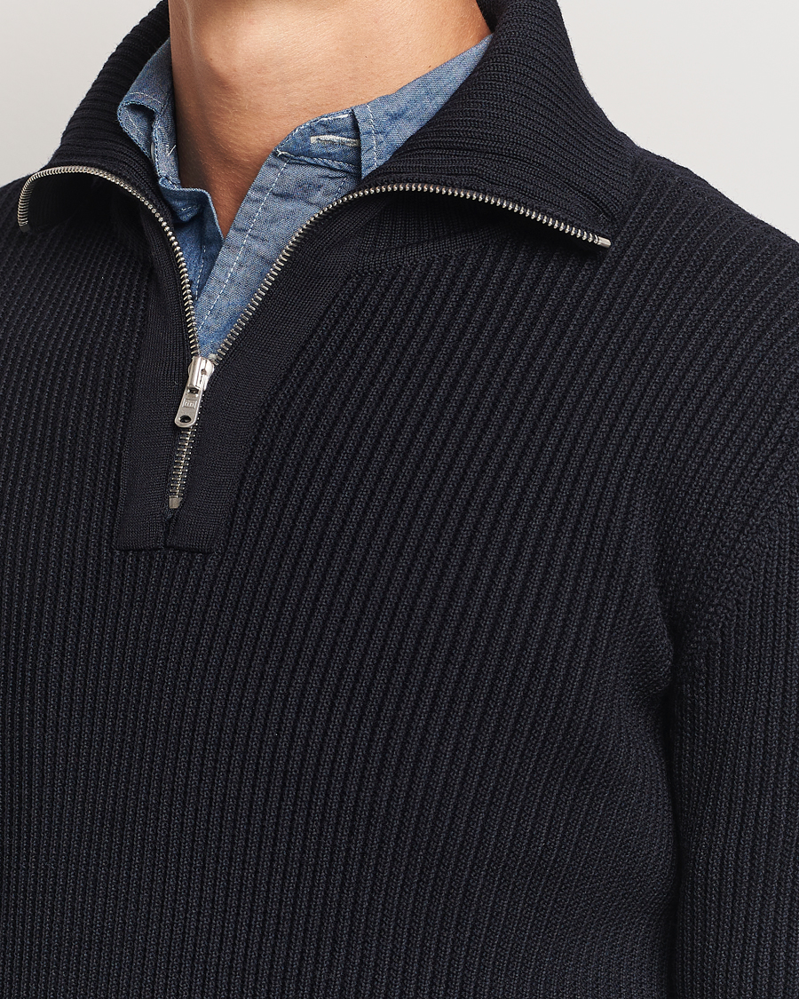 Homme | Pulls Et Tricots | S.N.S. Herning | Fender Wool Half Zip Navy Blue