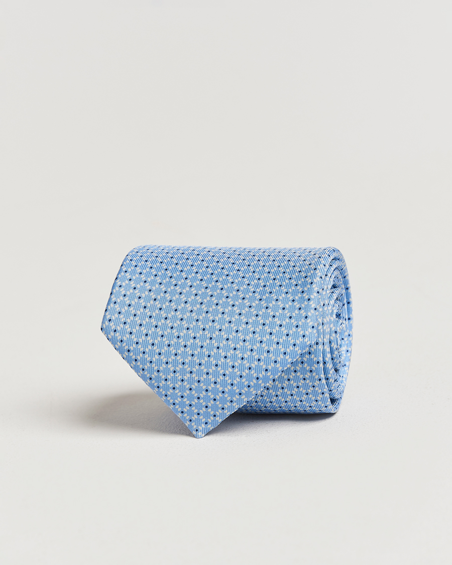 Homme | E. Marinella 3-Fold Printed Silk Tie Light Blue | E. Marinella | 3-Fold Printed Silk Tie Light Blue
