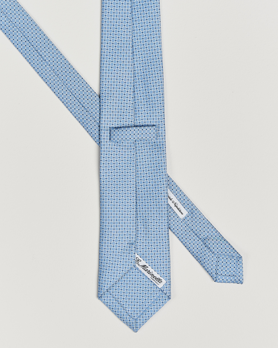 Homme | E. Marinella 3-Fold Printed Silk Tie Light Blue | E. Marinella | 3-Fold Printed Silk Tie Light Blue