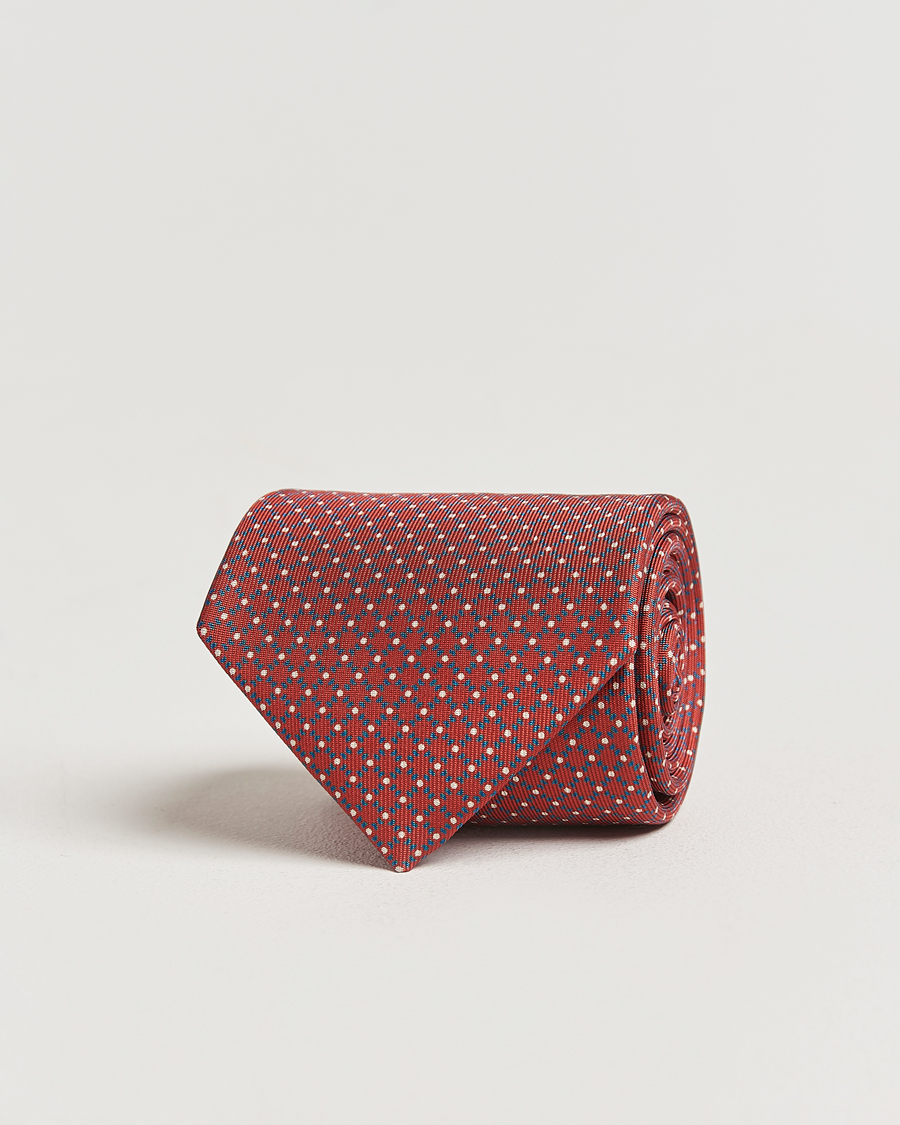 Homme | E. Marinella 3-Fold Printed Silk Tie Burgundy | E. Marinella | 3-Fold Printed Silk Tie Burgundy