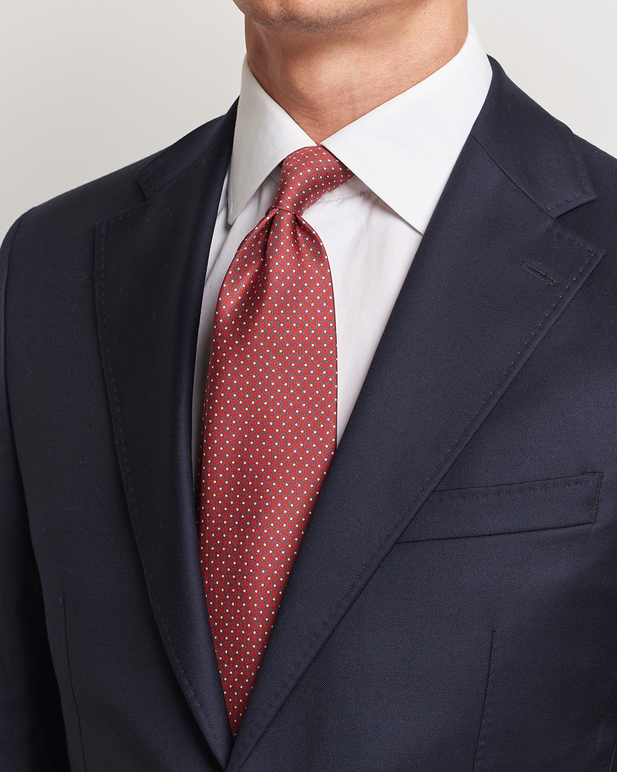 Homme | E. Marinella 3-Fold Printed Silk Tie Burgundy | E. Marinella | 3-Fold Printed Silk Tie Burgundy