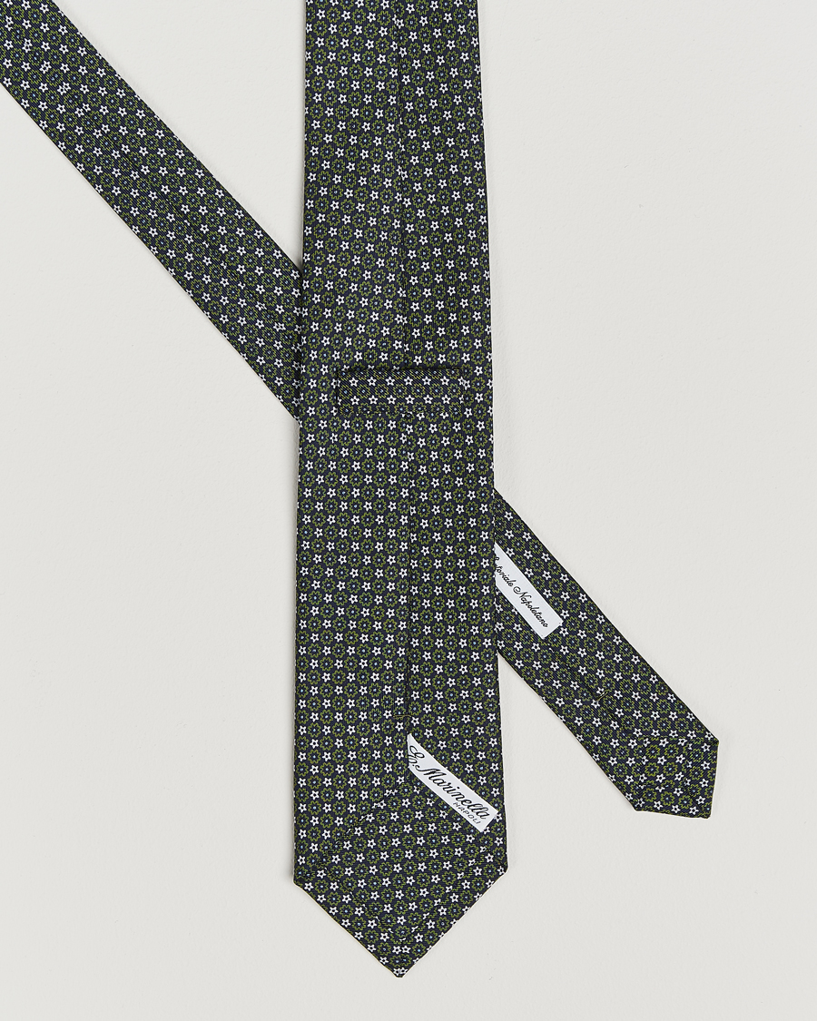 Homme | E. Marinella 3-Fold Printed Silk Tie Navy/Green | E. Marinella | 3-Fold Printed Silk Tie Navy/Green