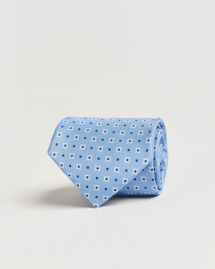 Homme | E. Marinella 3-Fold Printed Silk Tie Light Blue | E. Marinella | 3-Fold Printed Silk Tie Light Blue