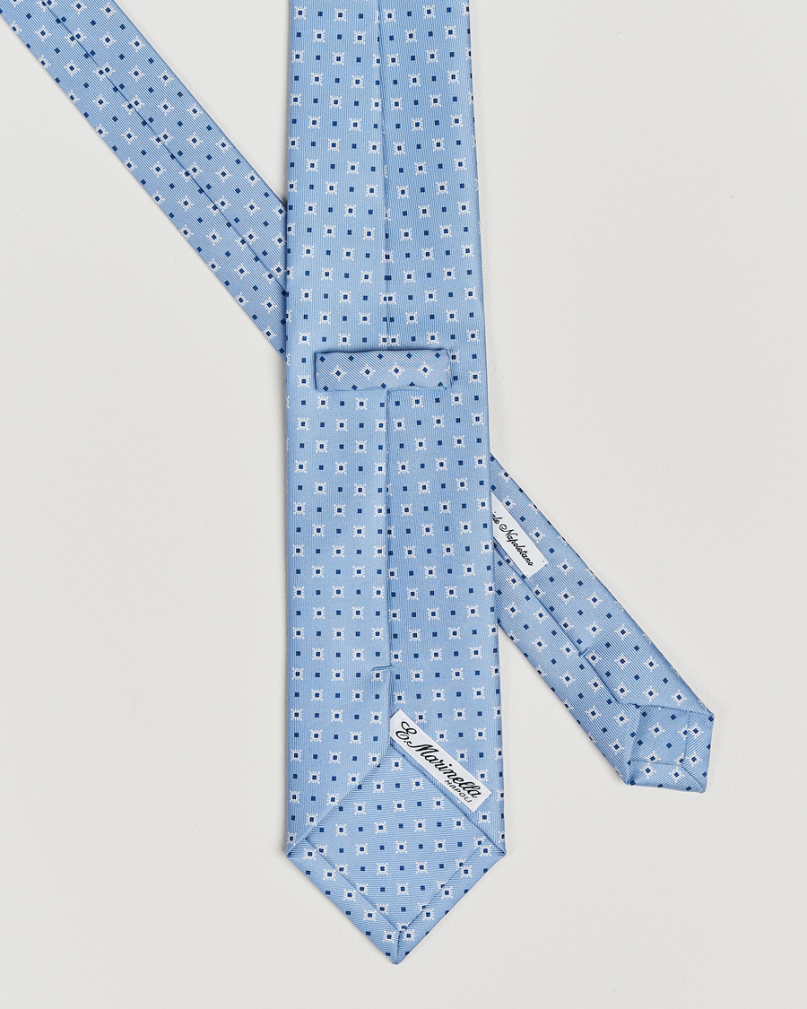 Homme | E. Marinella 3-Fold Printed Silk Tie Light Blue | E. Marinella | 3-Fold Printed Silk Tie Light Blue