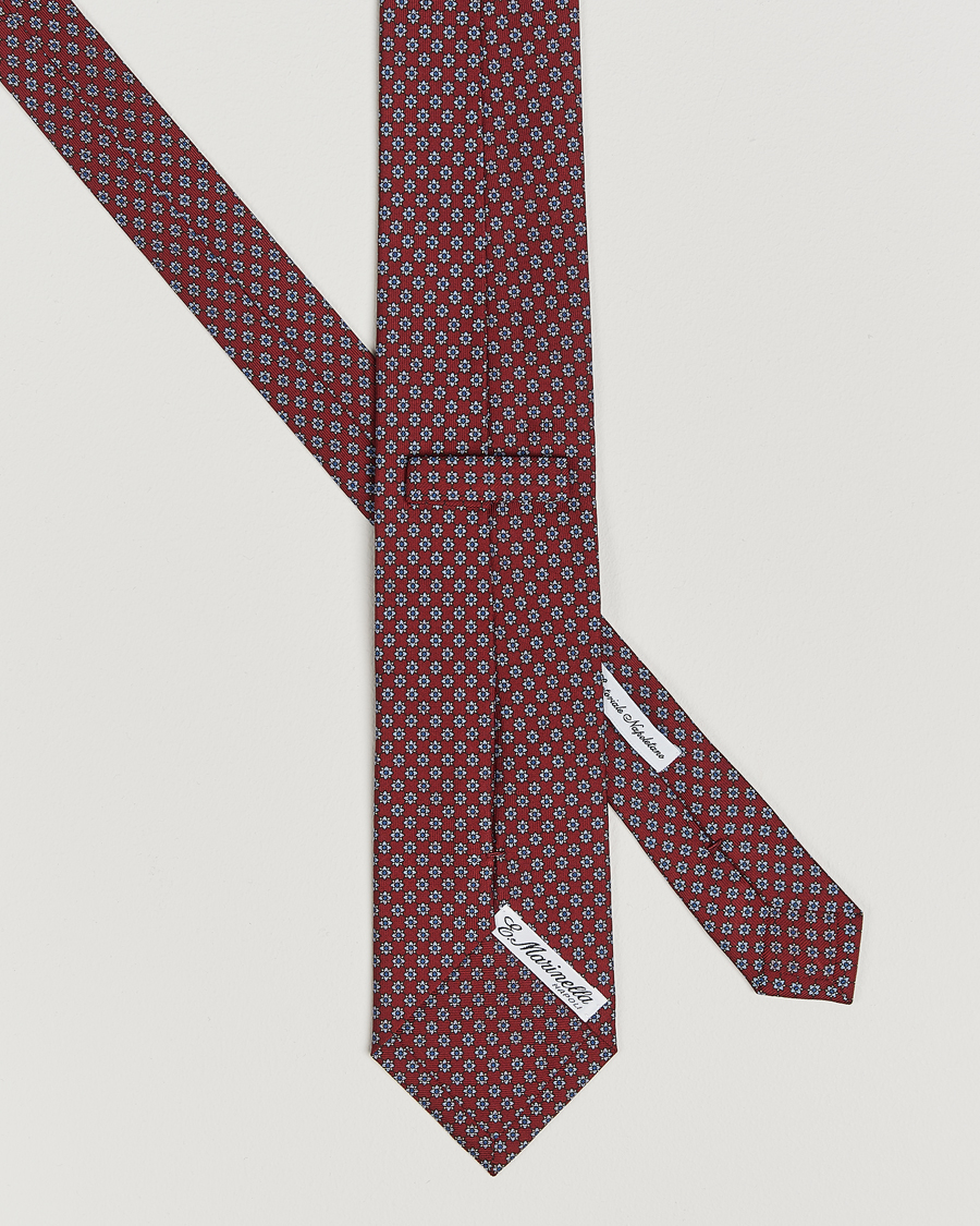 Homme | E. Marinella 3-Fold Printed Silk Tie Burgundy | E. Marinella | 3-Fold Printed Silk Tie Burgundy