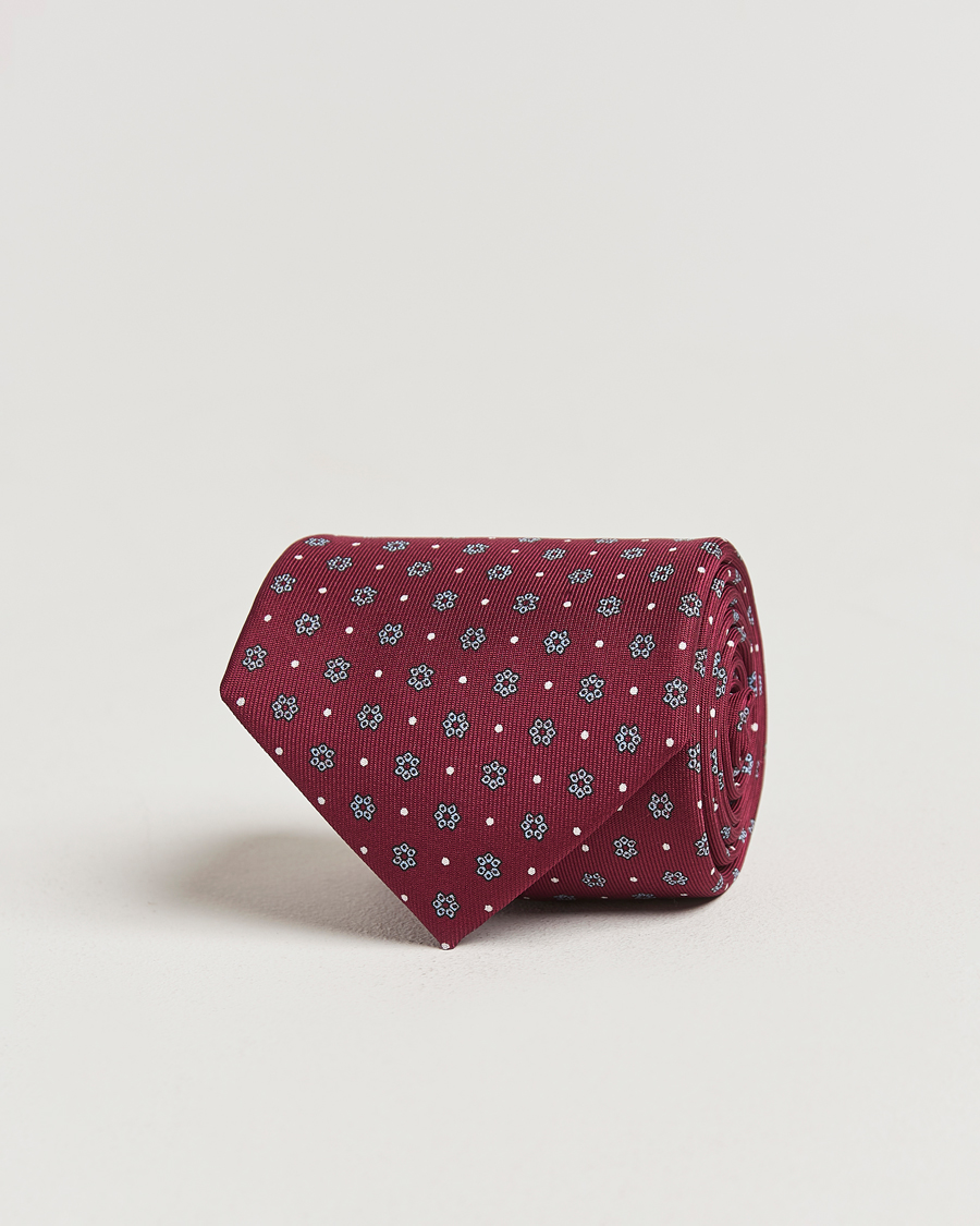 Homme | E. Marinella 3-Fold Printed Silk Tie Burgundy | E. Marinella | 3-Fold Printed Silk Tie Burgundy