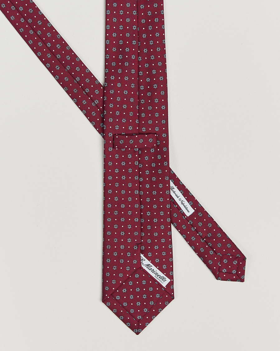 Homme | E. Marinella 3-Fold Printed Silk Tie Burgundy | E. Marinella | 3-Fold Printed Silk Tie Burgundy