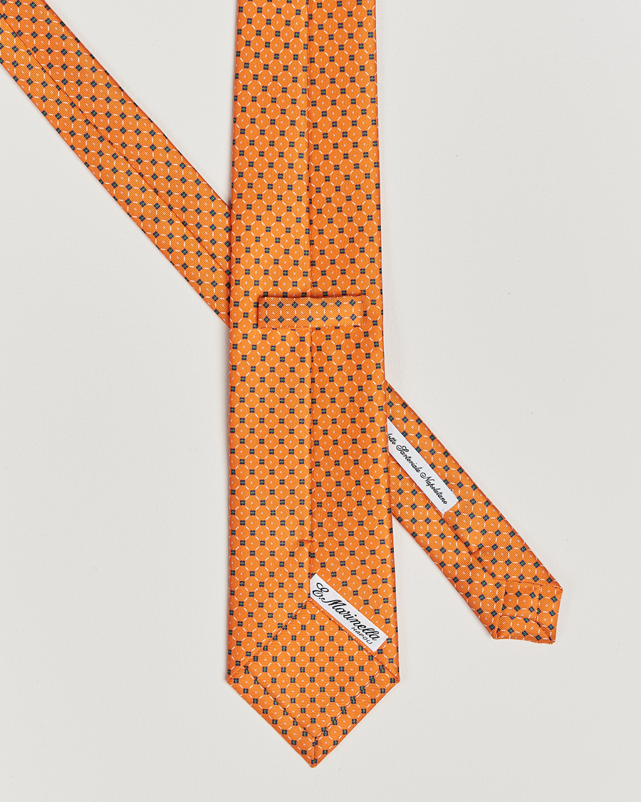 Homme | E. Marinella 3-Fold Printed Silk Tie Orange | E. Marinella | 3-Fold Printed Silk Tie Orange