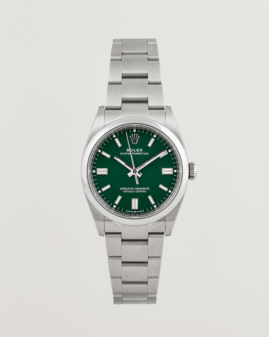 Homme | Rolex Pre-Owned Oyster Perpetual 36 126000 Steel Green Silver | Rolex Pre-Owned | Oyster Perpetual 36 126000 Steel Green Silver