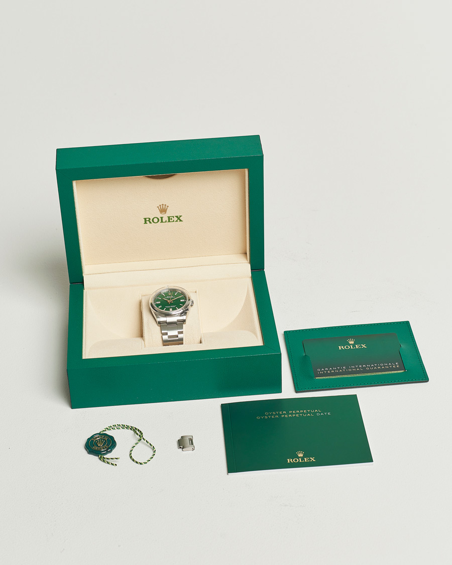 Homme | Rolex Pre-Owned Oyster Perpetual 36 126000 Steel Green Silver | Rolex Pre-Owned | Oyster Perpetual 36 126000 Steel Green Silver