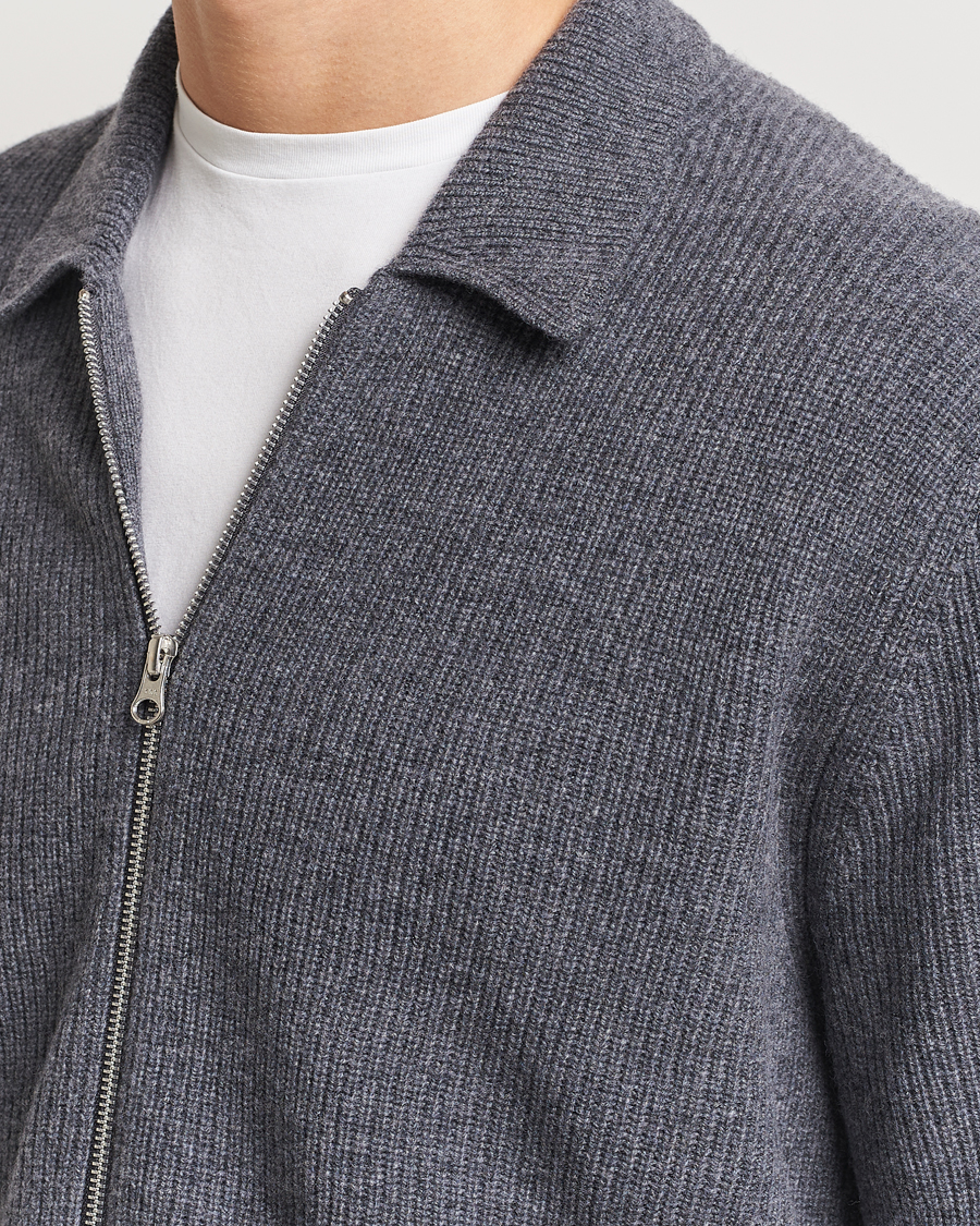 Homme | Pulls Et Tricots | Samsøe Samsøe | Saisaks Merino Rib Knitted Full Zip Charcoal