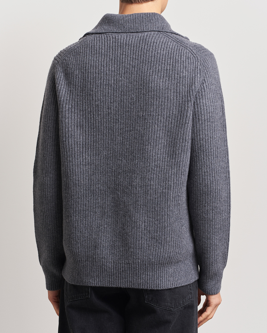 Homme | Pulls Et Tricots | Samsøe Samsøe | Jacks Merino Rib Knitted Half Zip Charcoal