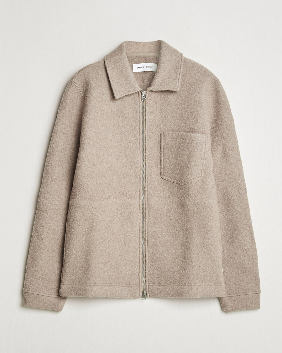 Homme | Pulls Et Tricots | Samsøe Samsøe | Hannes Boiled Wool Full Zip Seneca Rock